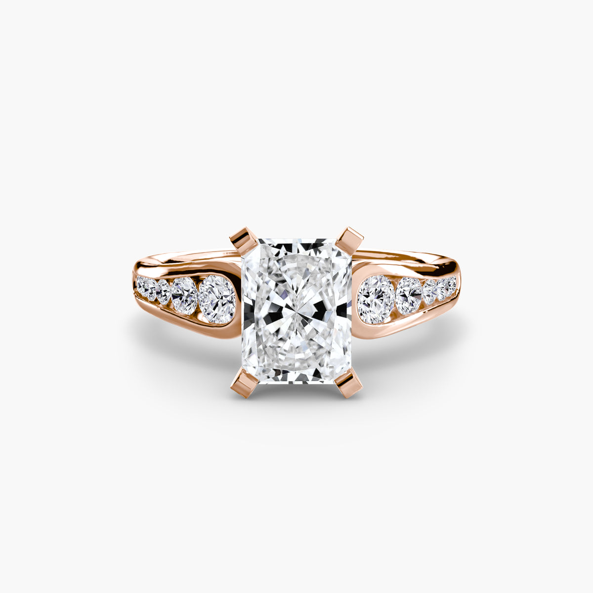 Uma Radiant Cathedral Pavé in rose gold