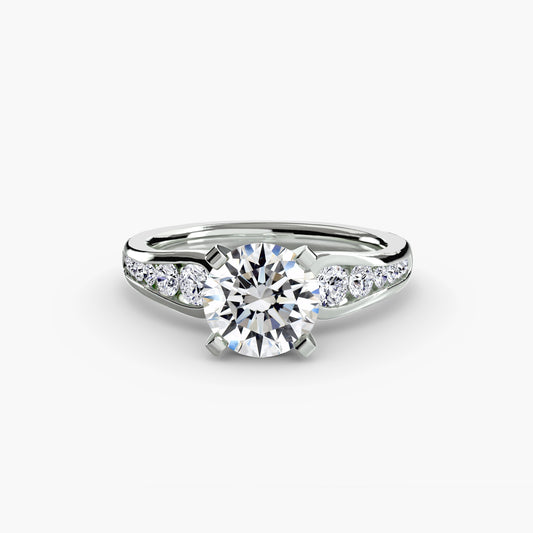 Belle Round Cathedral Pavé in white gold