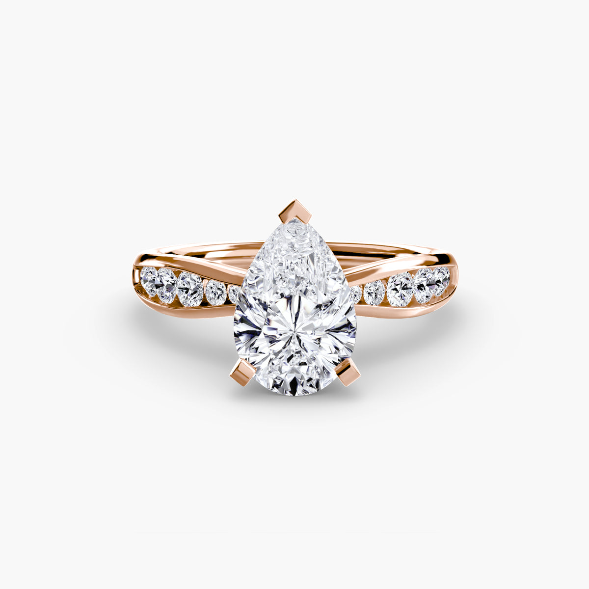 Delphine Pear Pavé Solitaire in rose gold
