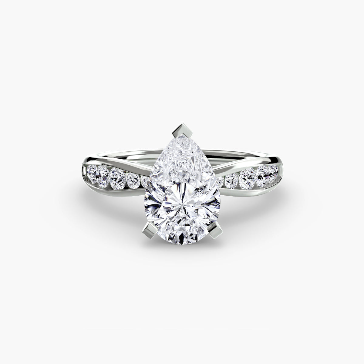 Delphine Pear Pavé Solitaire in white gold