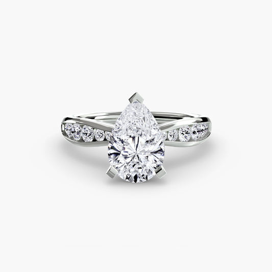 Delphine Pear Pavé Solitaire in white gold