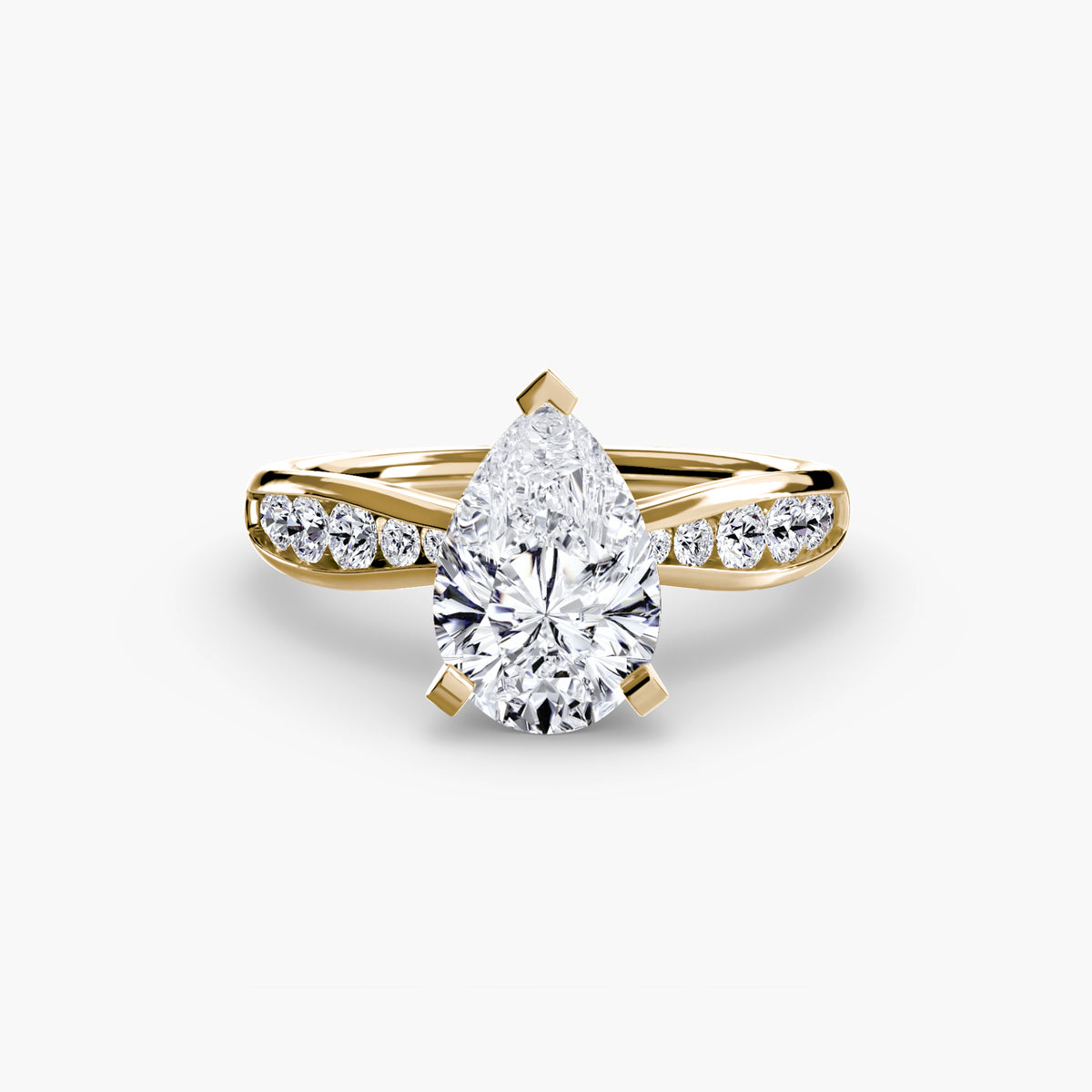 Delphine Pear Pavé Solitaire in yellow gold