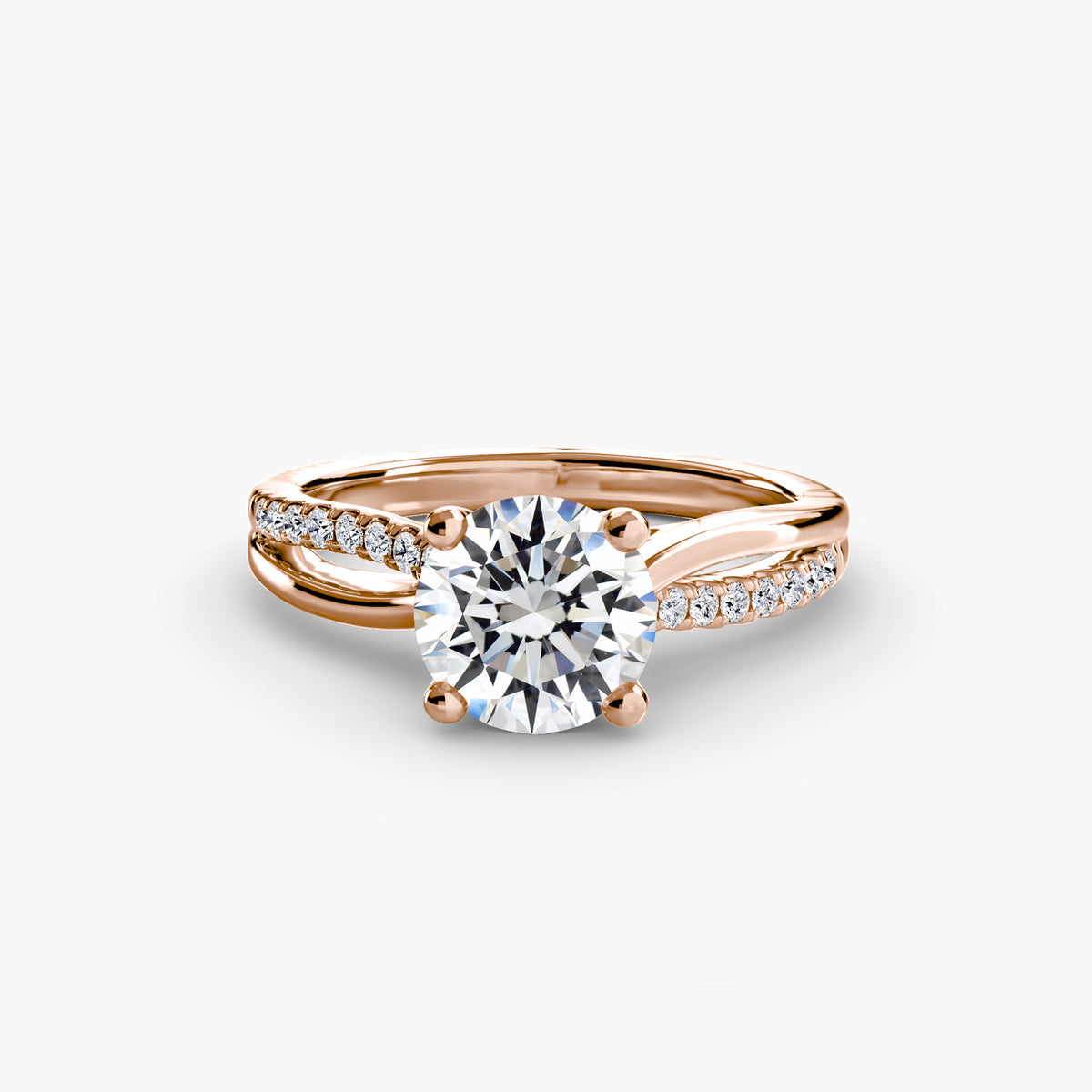 Clémence Round Split-Shank Pavé in rose gold