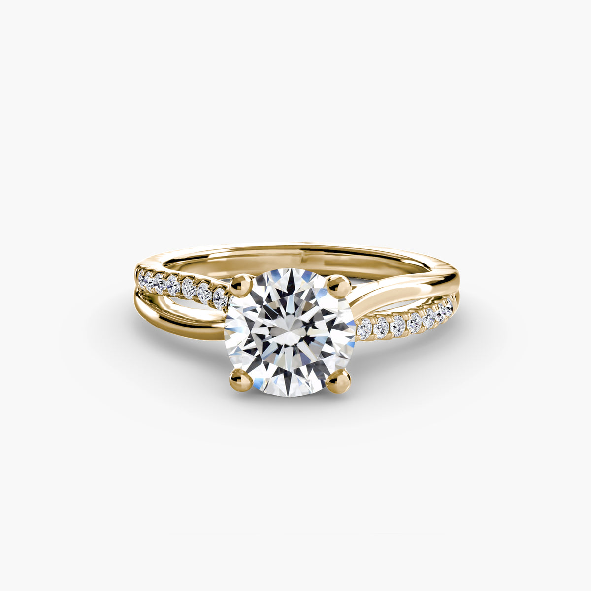 Clémence Round Split-Shank Pavé in yellow gold