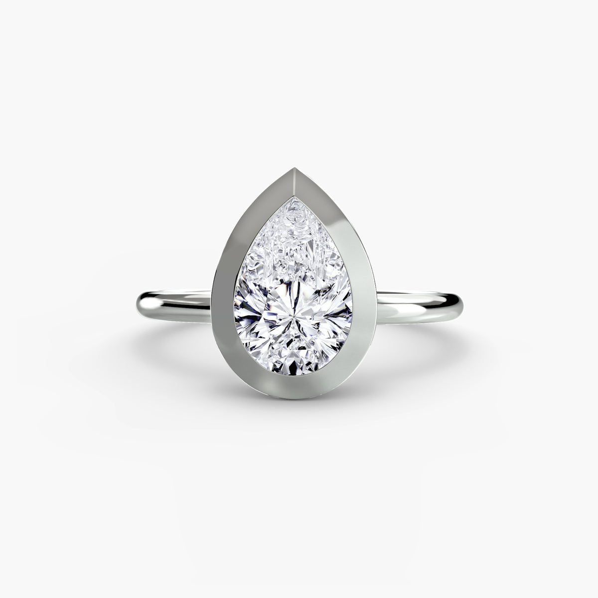 Willa Pear Bezel Solitaire in white gold