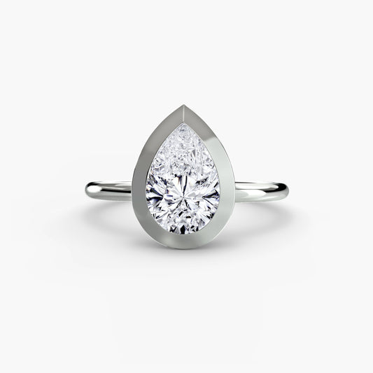 Willa Pear Bezel Solitaire in white gold