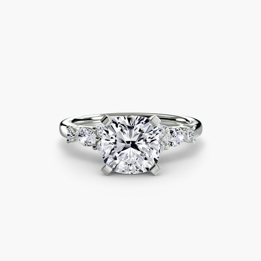 Mireille Cushion Floral Solitaire in white gold