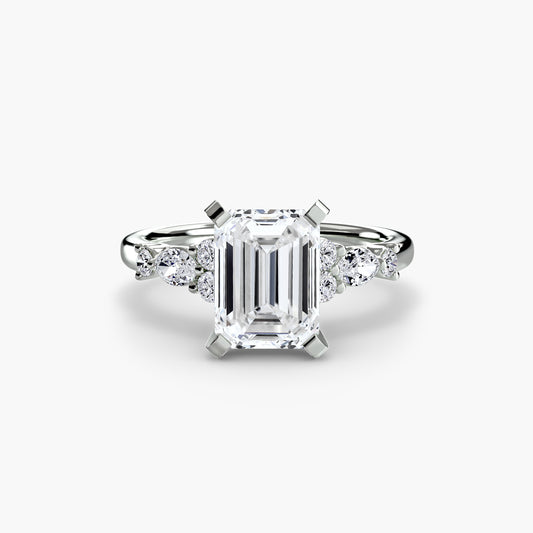 Gabrielle Emerald Floral Solitaire in white gold