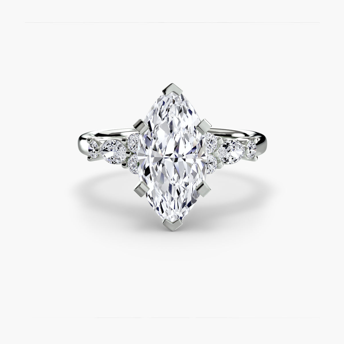 Perrine Marquise Floral Solitaire in white gold