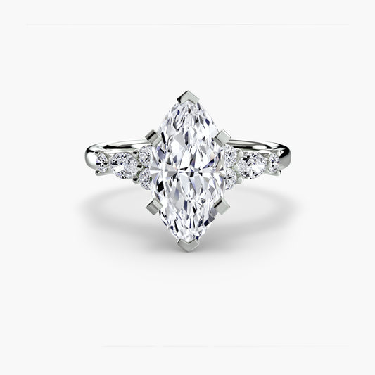 Perrine Marquise Floral Solitaire in white gold
