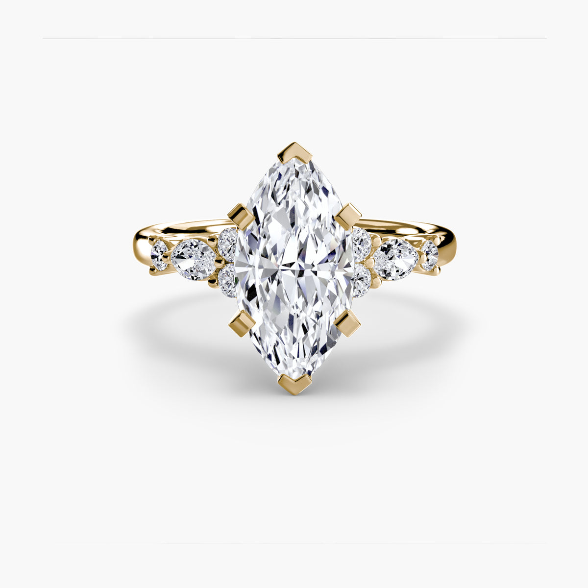 Perrine Marquise Floral Solitaire in yellow gold