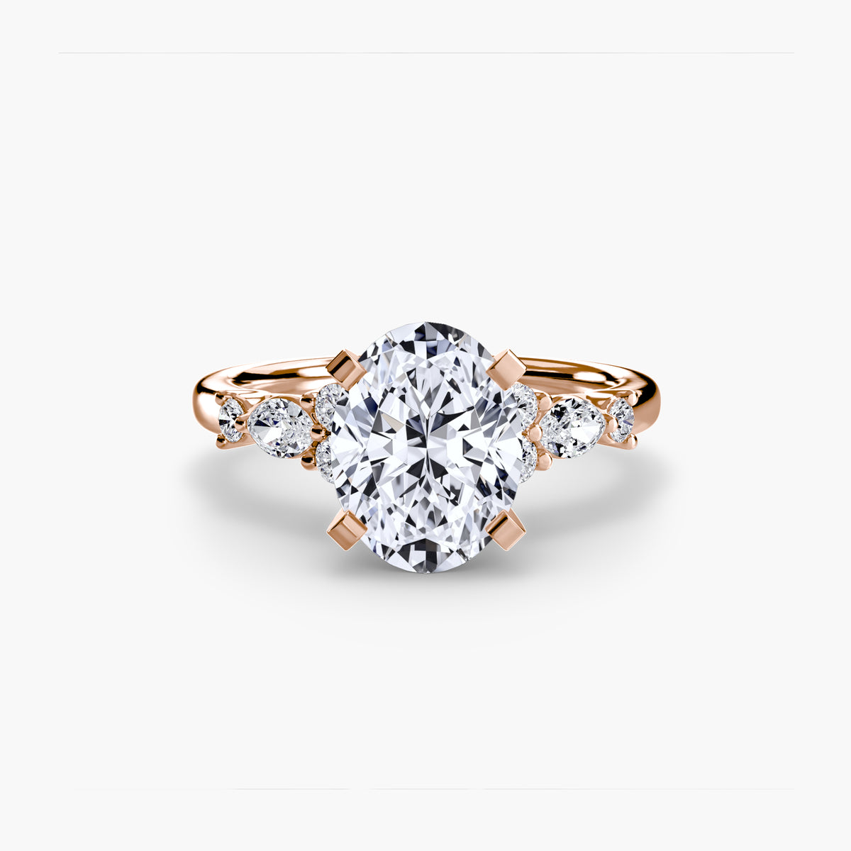 Florentine Oval Floral Solitaire in rose gold
