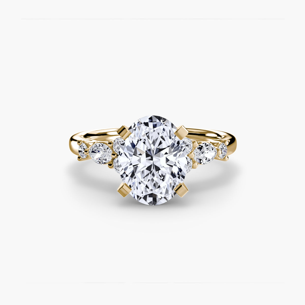 Florentine Oval Floral Solitaire in yellow gold