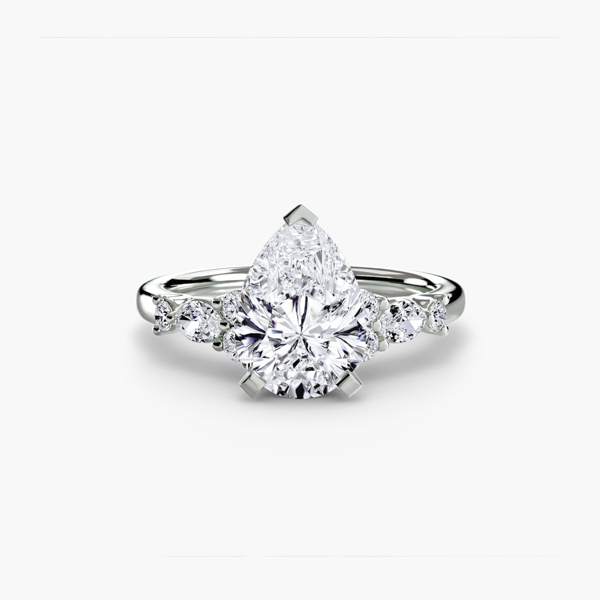 Daphné Pear Floral Solitaire in white gold
