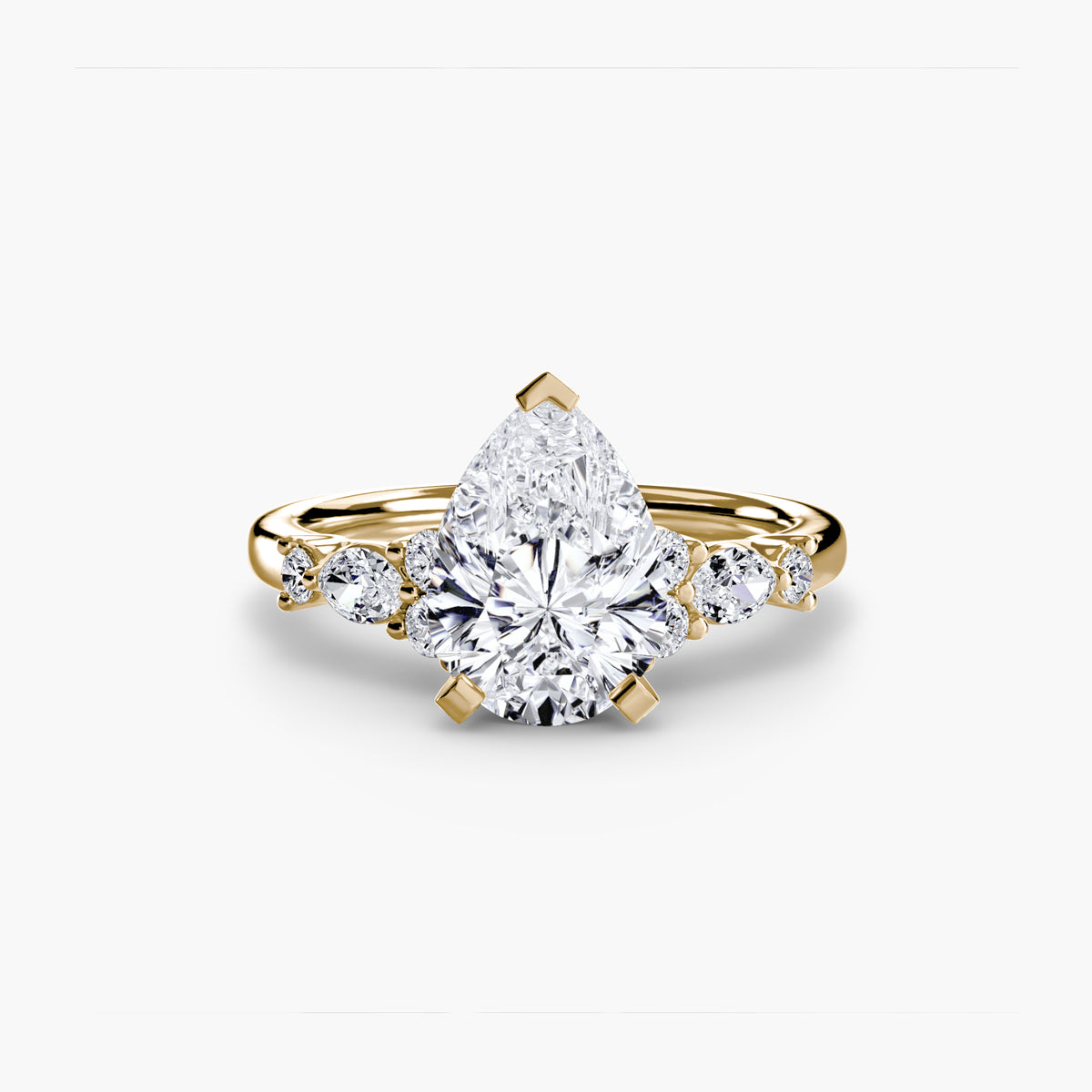 Daphné Pear Floral Solitaire in yellow gold