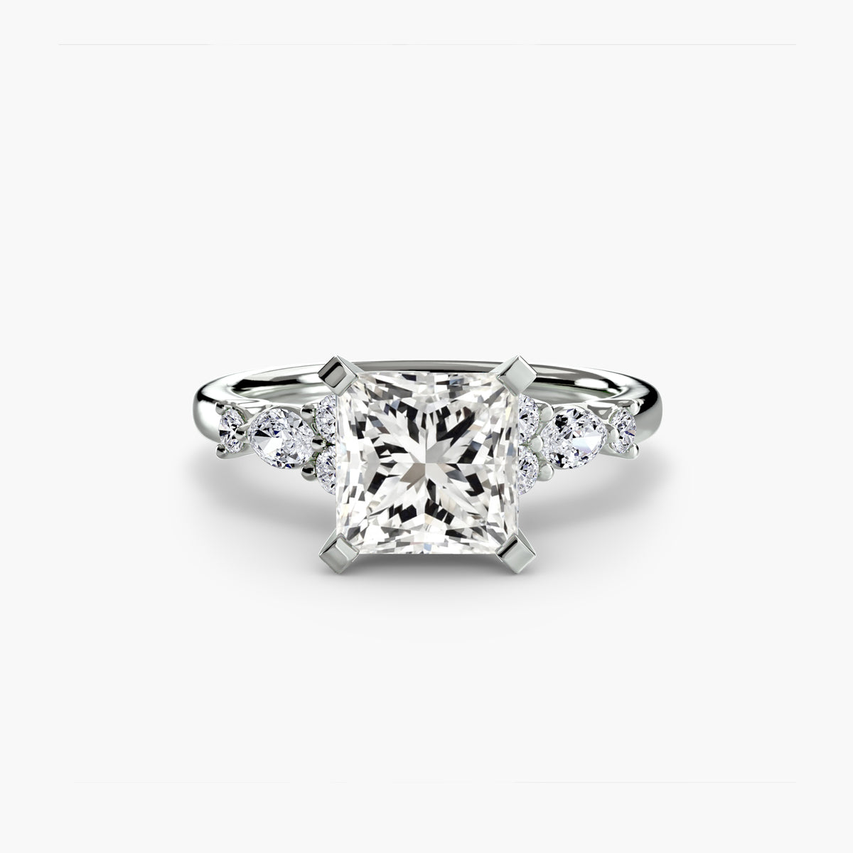 Tatiana Princess Floral Solitaire in white gold