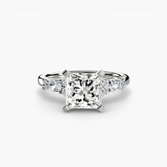 Tatiana Princess Floral Solitaire in white gold