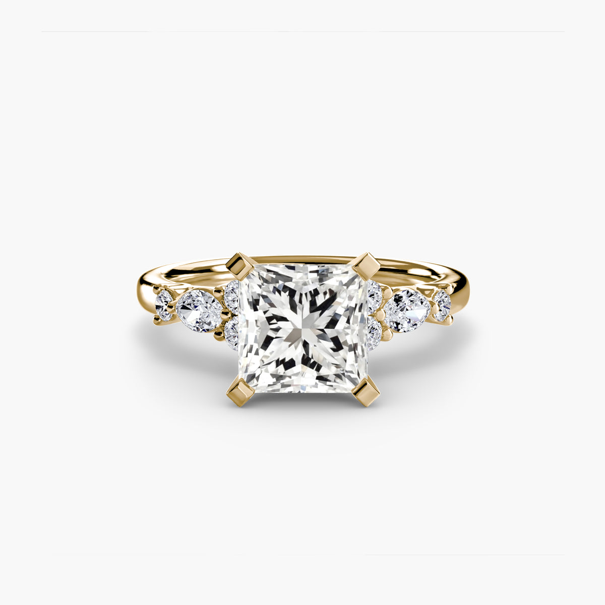 Tatiana Princess Floral Solitaire in yellow gold