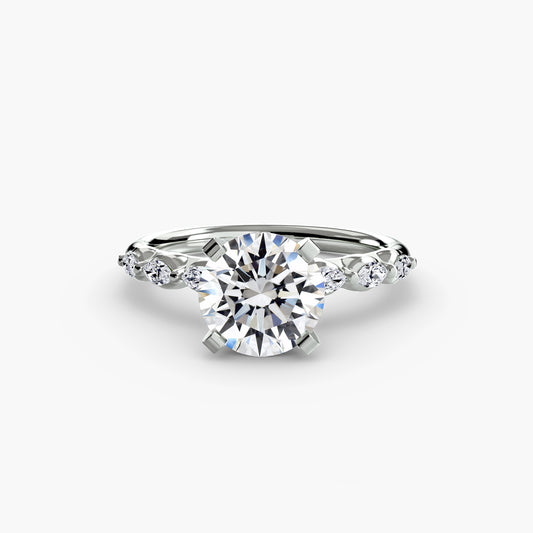 Ariane Round Floral Solitaire in white gold