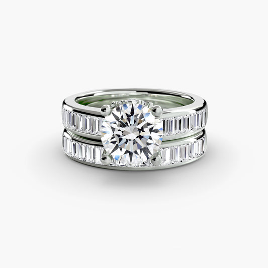 Arabella Round Baguette Channel in white gold