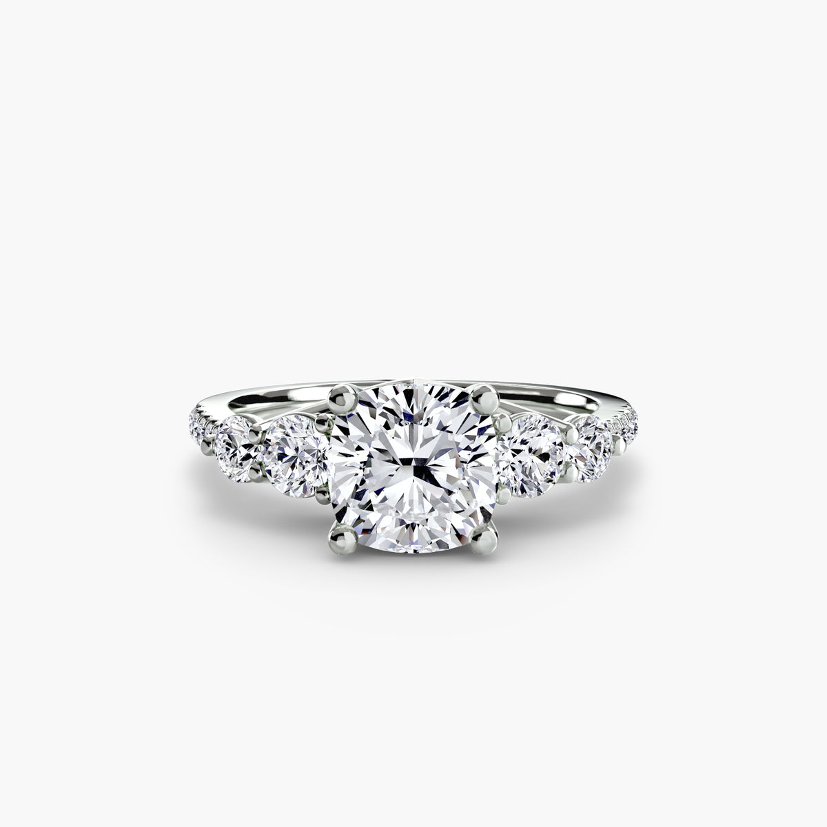 Anya Cushion Five-Stone Pavé in white gold