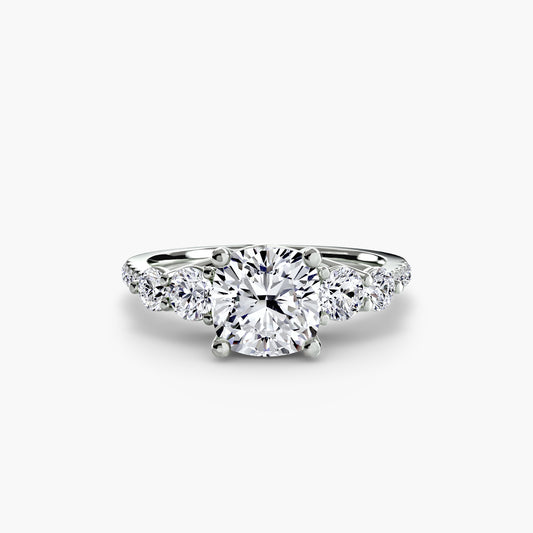 Anya Cushion Five-Stone Pavé in white gold