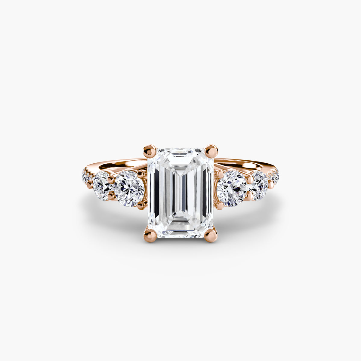 Yara Emerald Five-Stone Pavé in rose gold