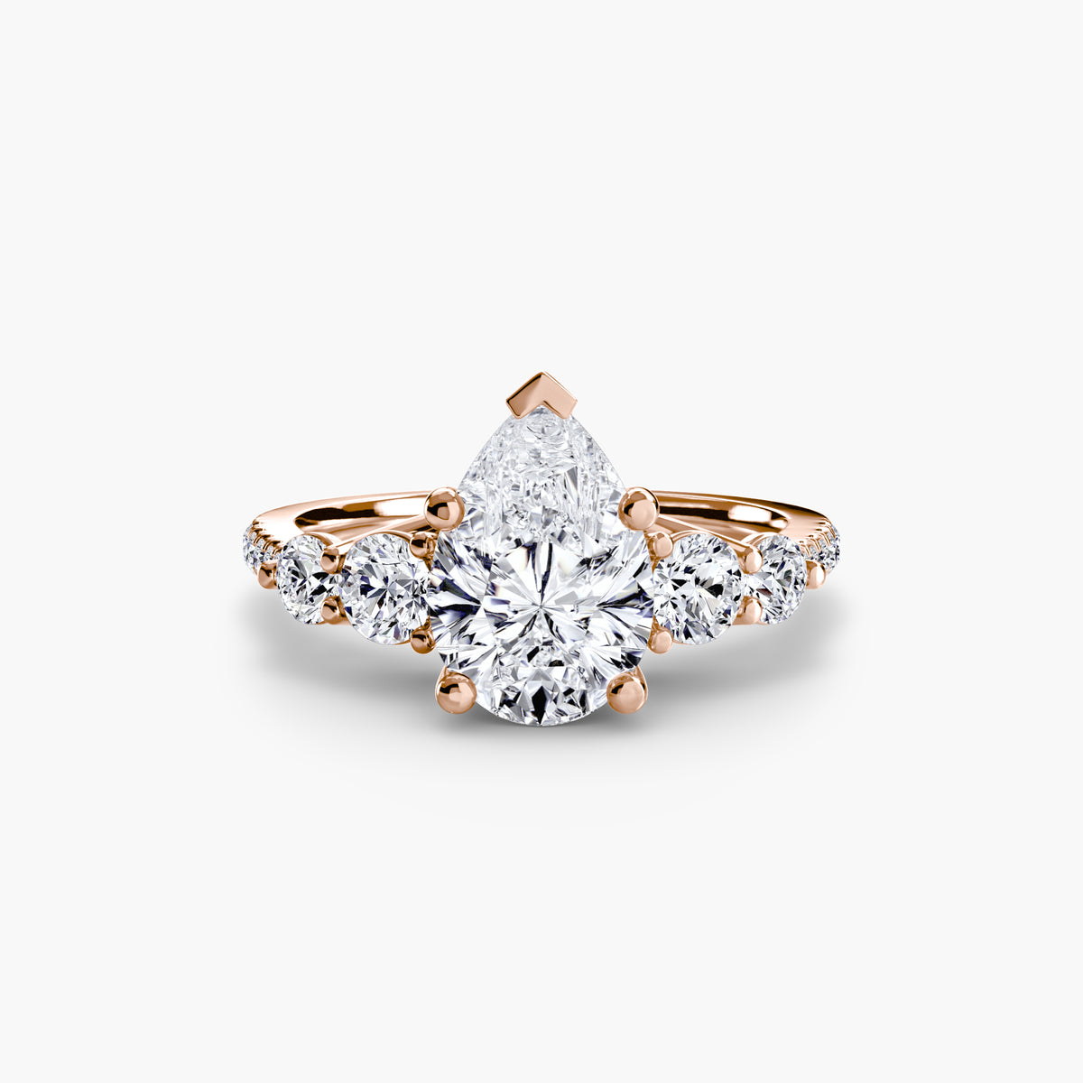 Nora Pear Five-Stone Pavé in rose gold