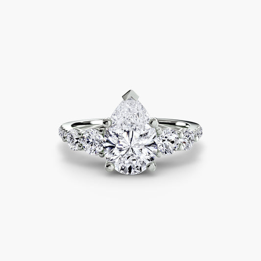 Nora Pear Five-Stone Pavé in white gold