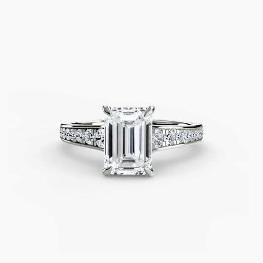 Éloïse Emerald Pavé Solitaire in white gold