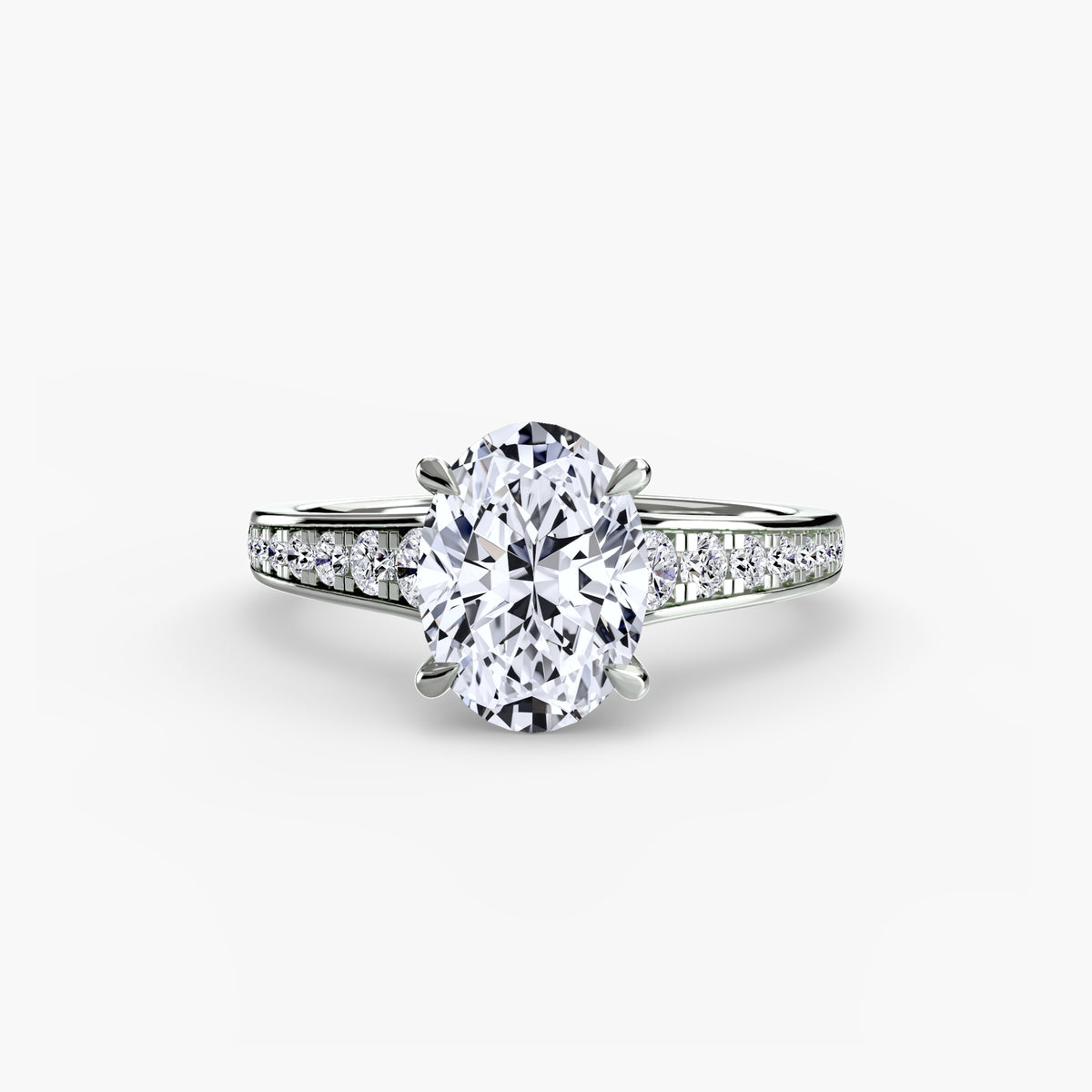 genevieve oval pavé solitaire in white gold