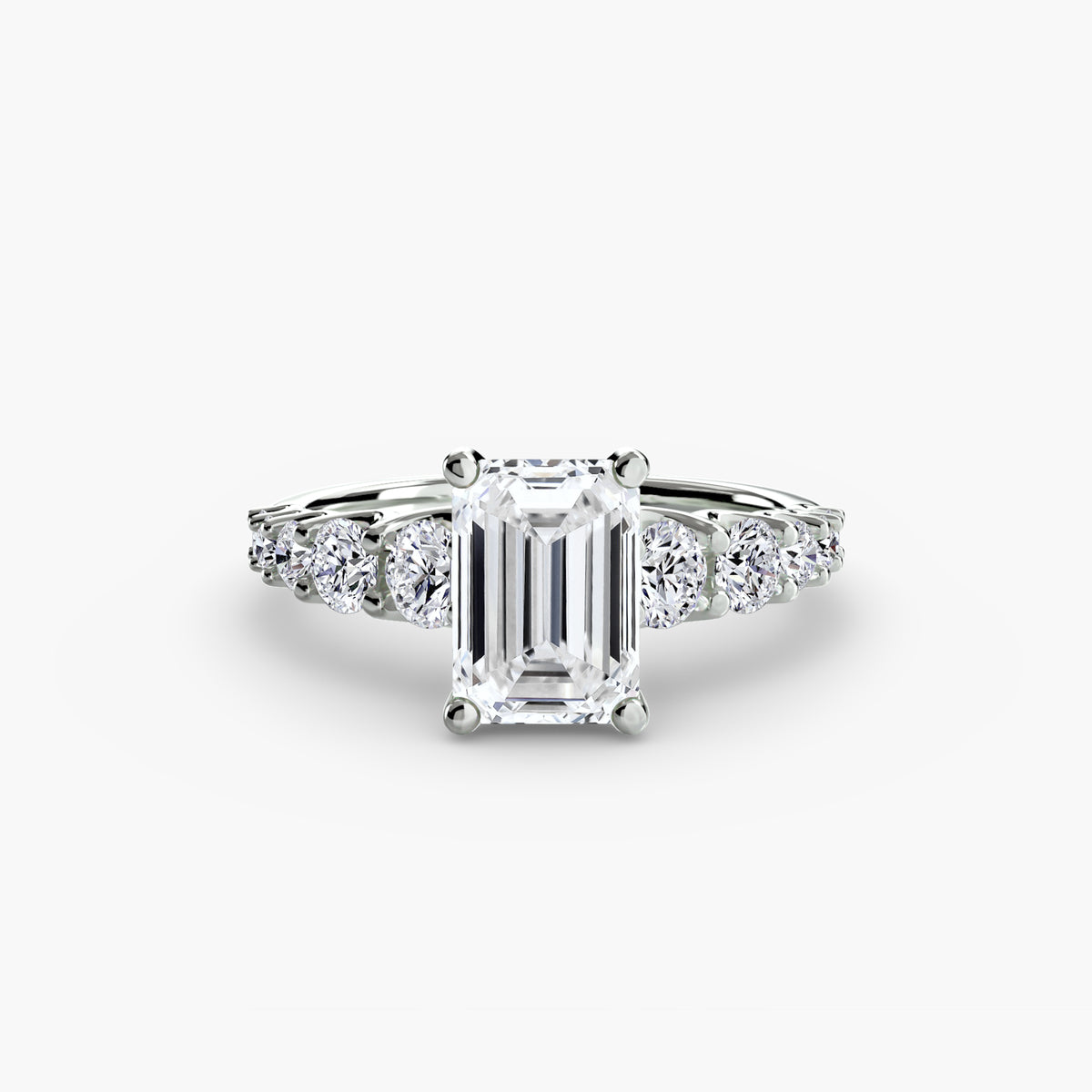 Fleur Emerald Graduated Accent in white gold