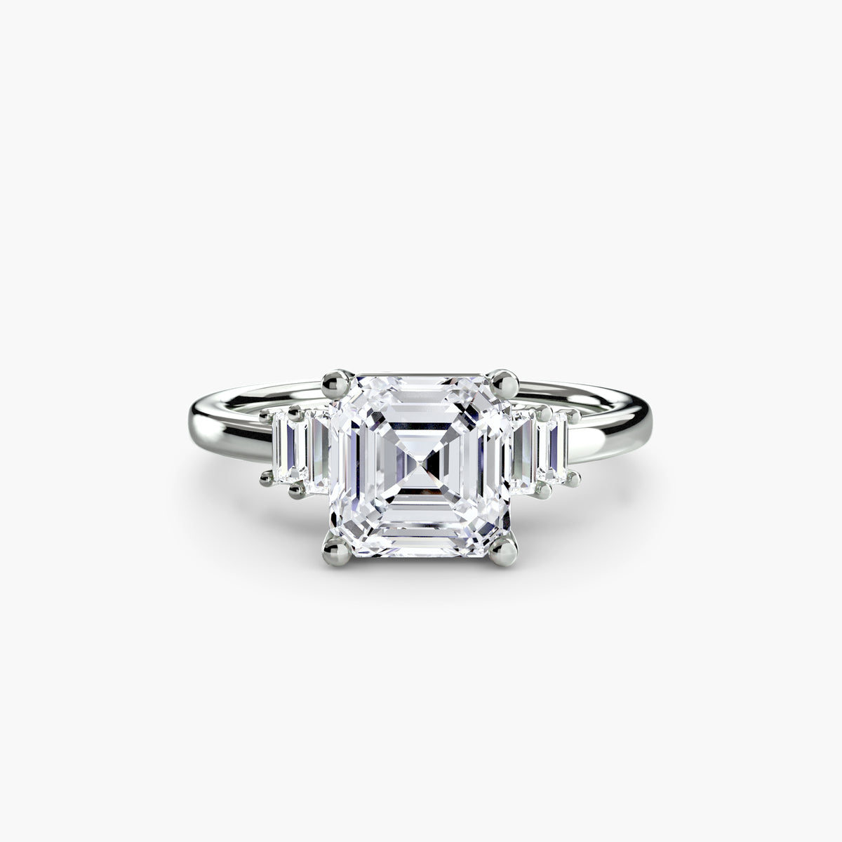 Bérénice Asscher Baguette Accent in white gold