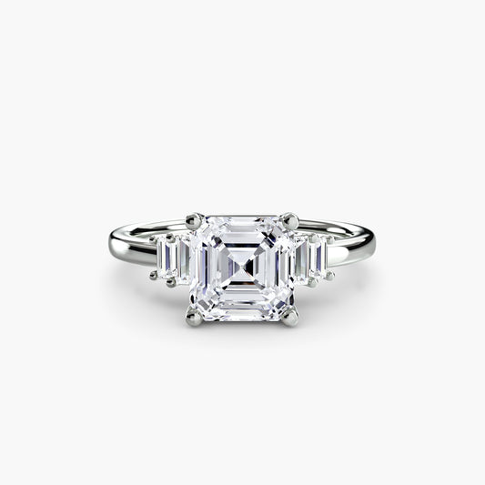 Bérénice Asscher Baguette Accent in white gold