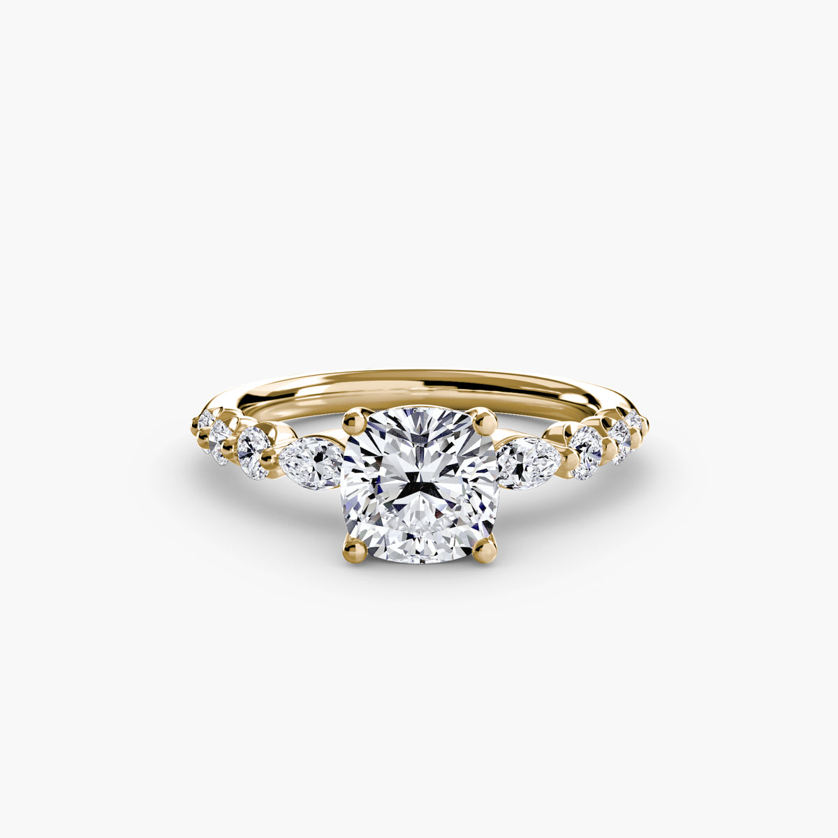 Marguerite Cushion Tiered Accent in yellow gold