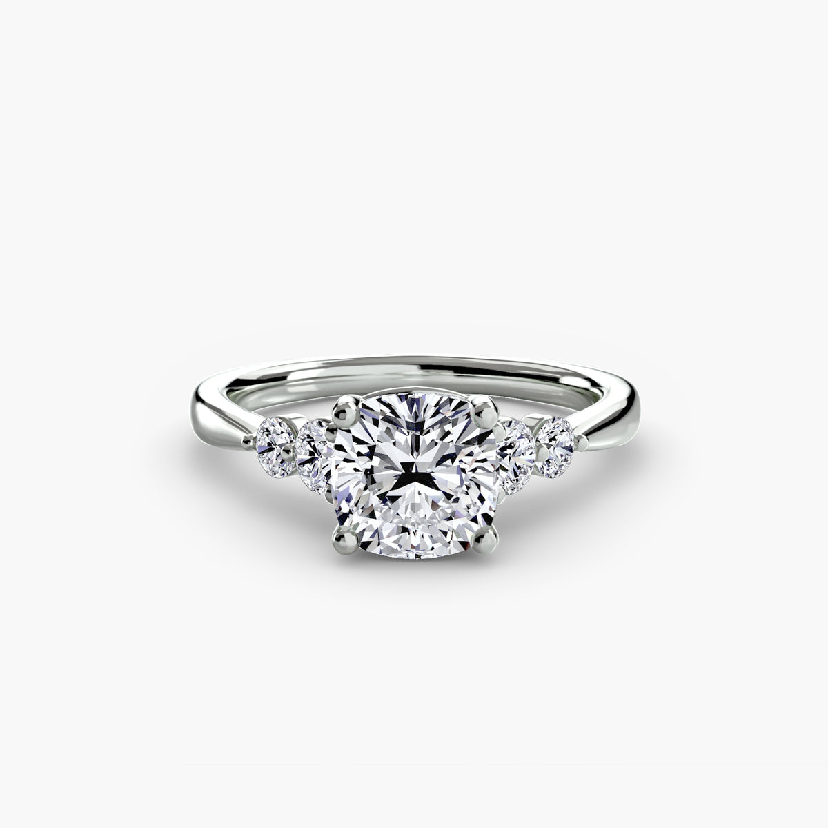 Greta Cushion Petite Accent in white gold