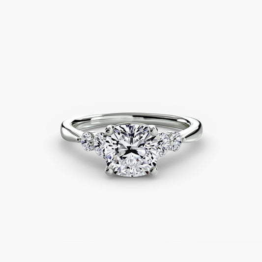 Greta Cushion Petite Accent in white gold