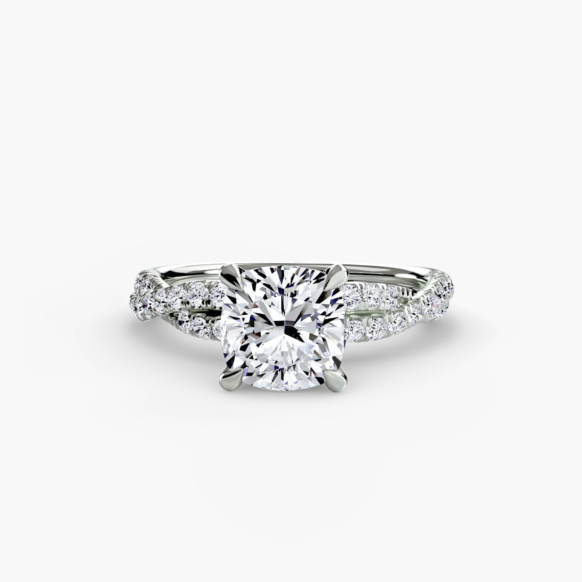 Anouk Cushion Twisted Pavé in white gold