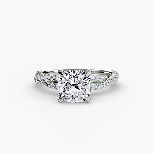 Anouk Cushion Twisted Pavé in white gold