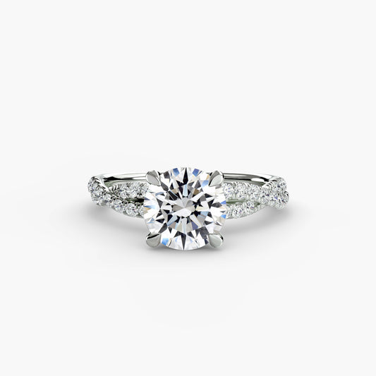 beatrix round twisted pavé solitaire in white gold