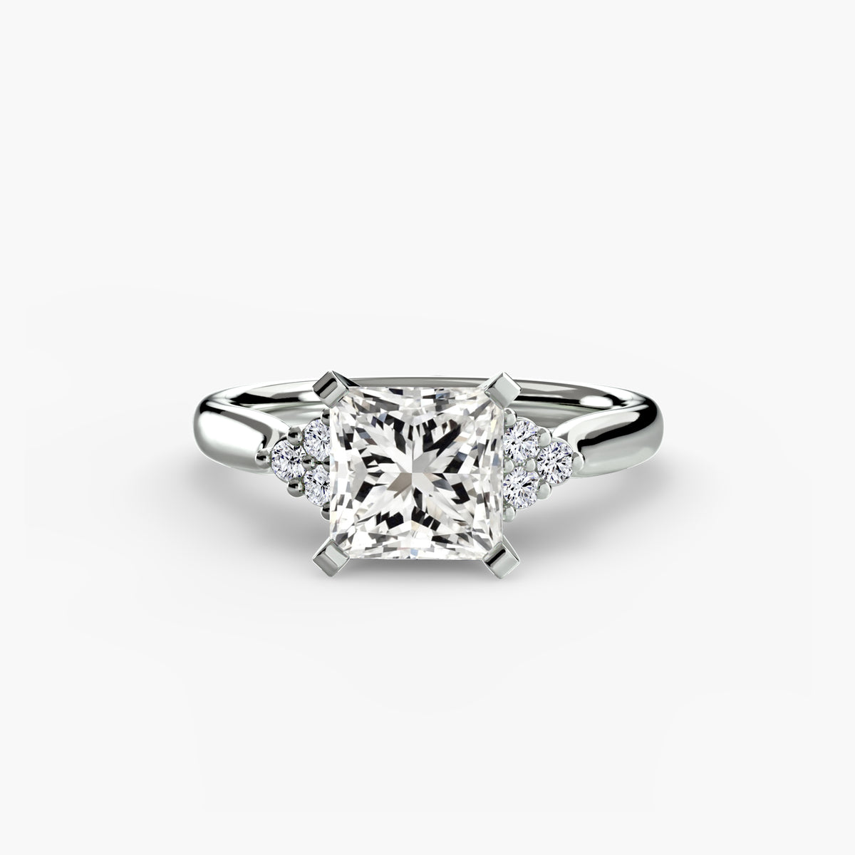 Violette Princess Cluster Shoulder in white gold
