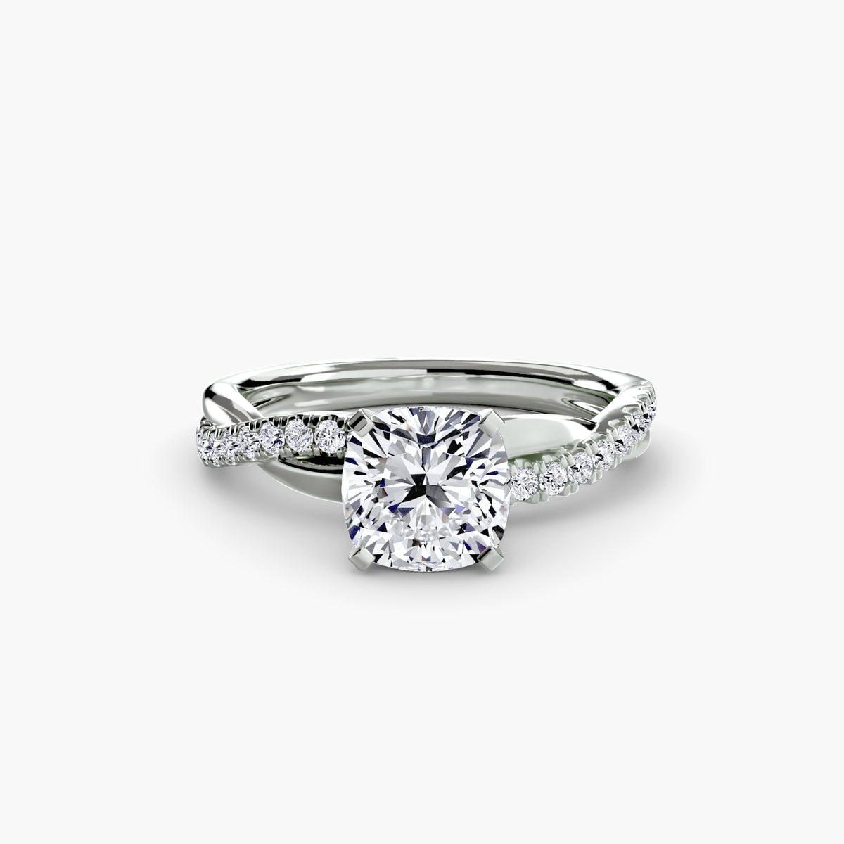 Edie Cushion Twist Pavé in white gold