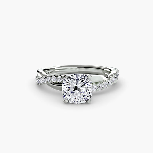 Edie Cushion Twist Pavé in white gold
