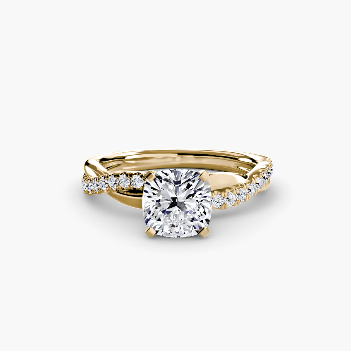 Edie Cushion Twist Pavé in yellow gold