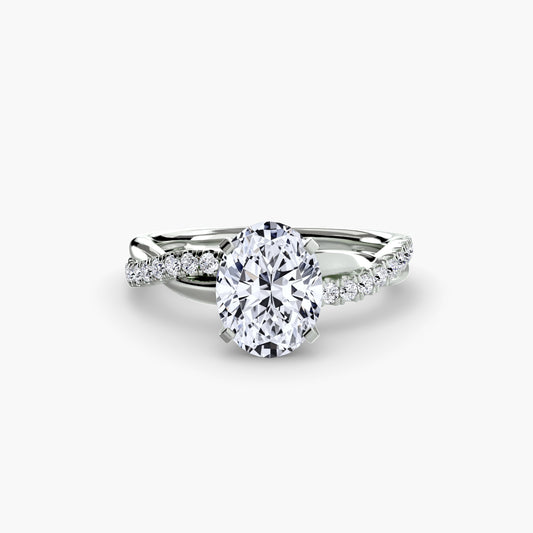 Jade Oval Twist Pavé in white gold