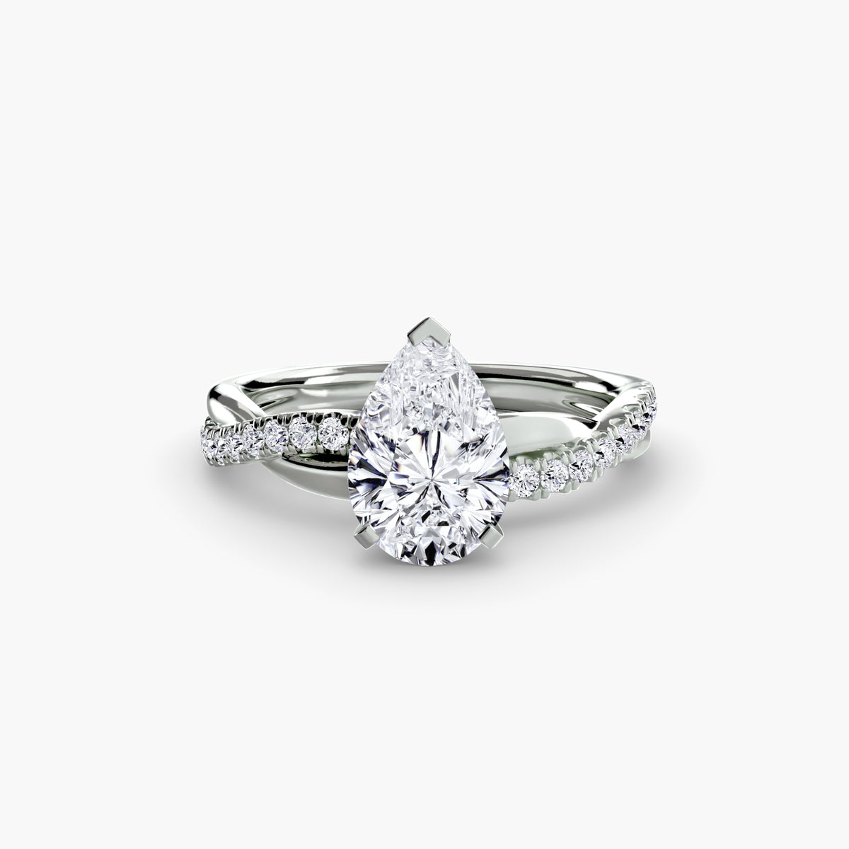 Sage Pear Twist Pavé in white gold