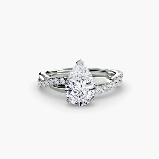 Sage Pear Twist Pavé in white gold