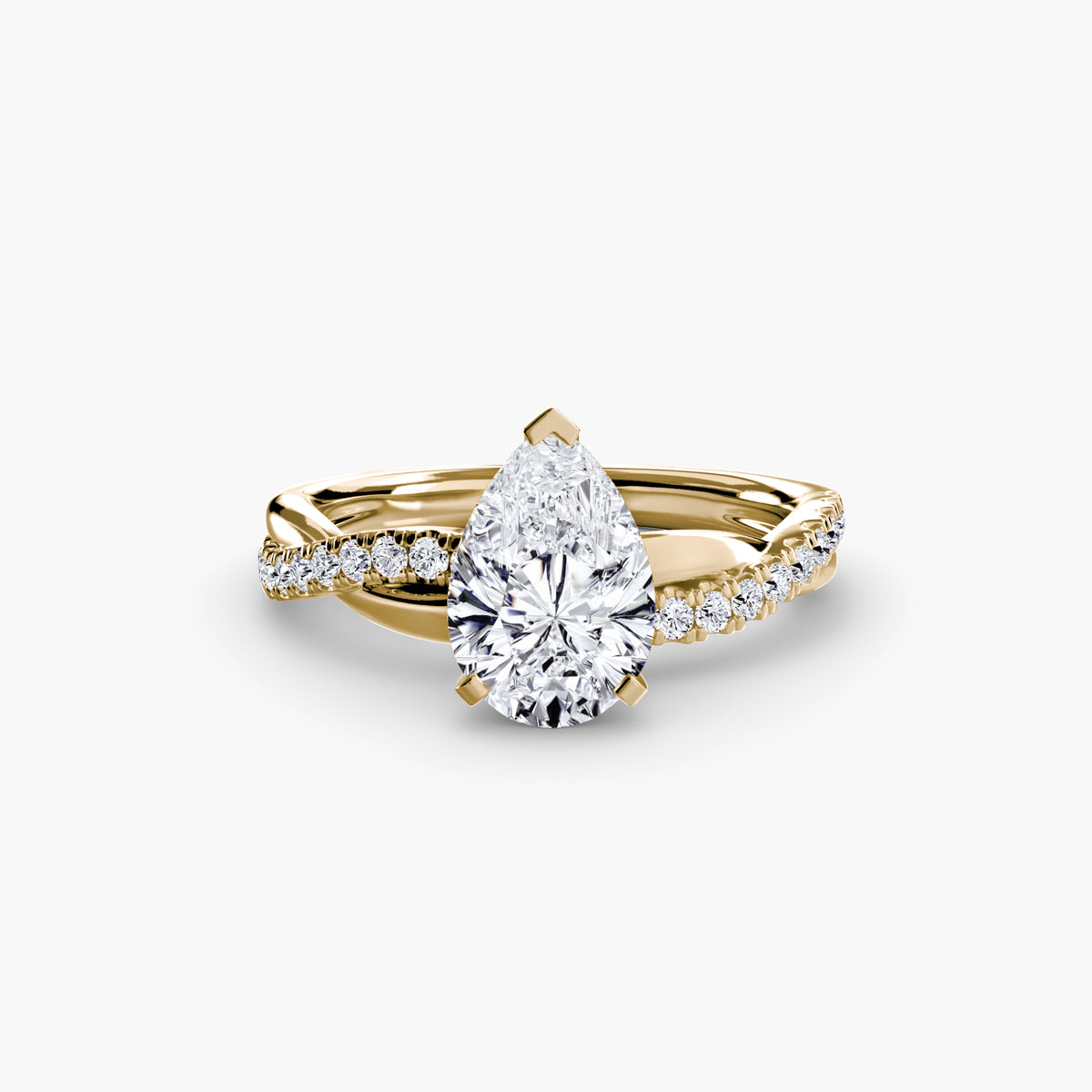 Sage Pear Twist Pavé in yellow gold