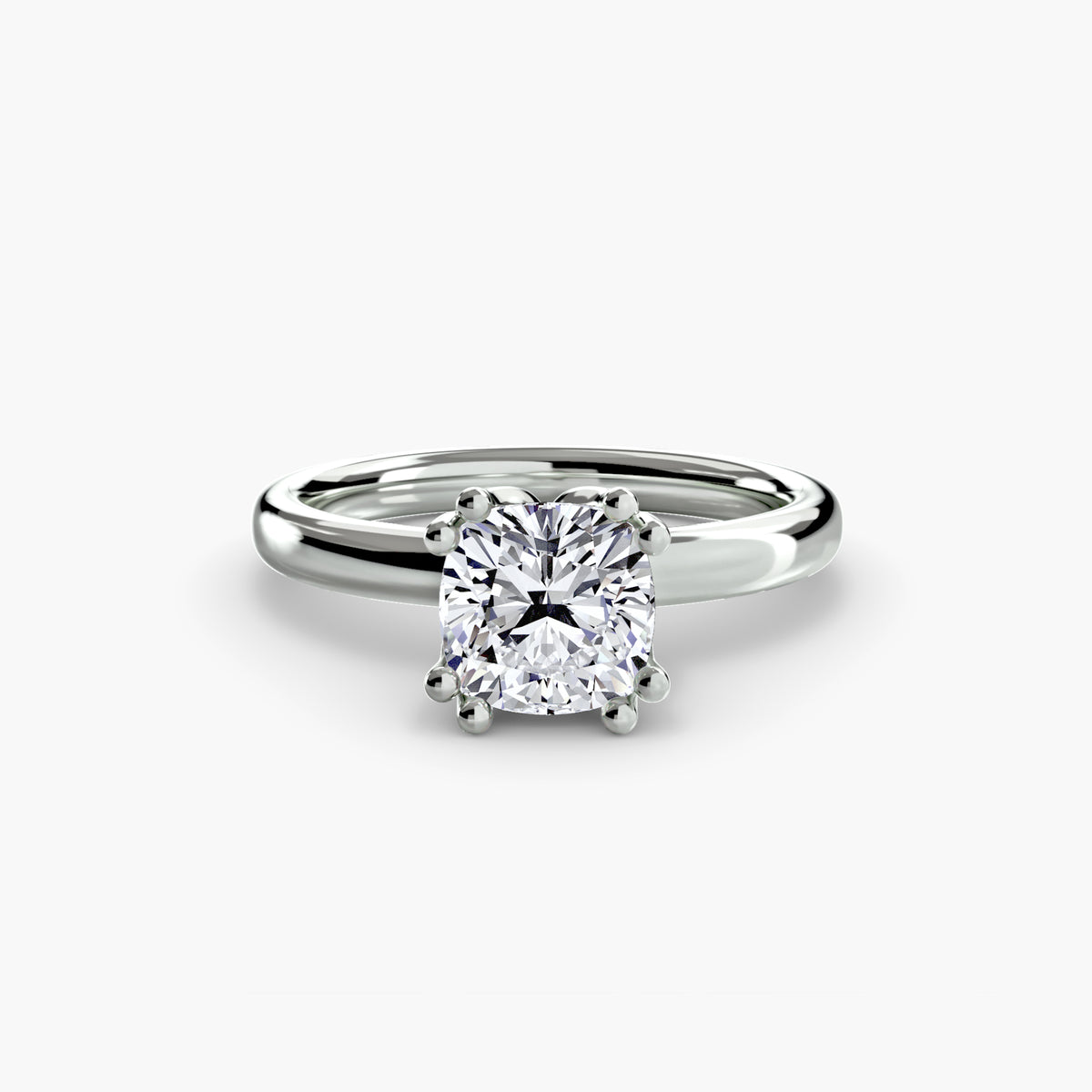 ottilie cushion solitaire in white gold