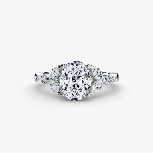 Zara Oval Petal Cluster in white gold